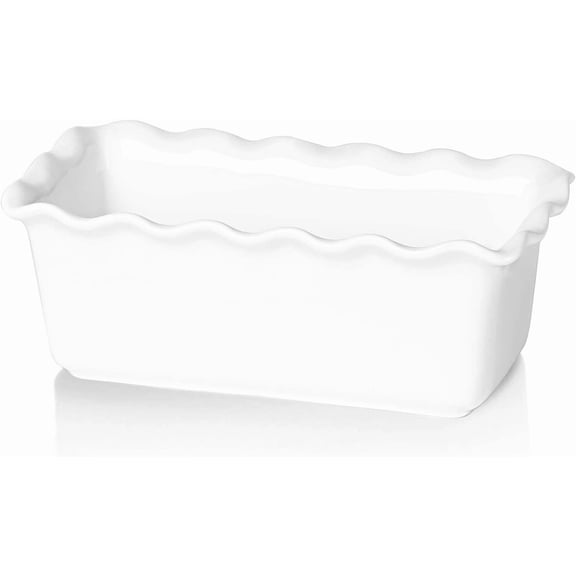 Porcelain Nonstick Baking Bread Loaf Pan 8.5 x 5 Inch White