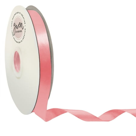 UPC: 0810056349943 | Pink Single Face Satin Ribbon  5/8  x 100 Yards by Gwen Studios