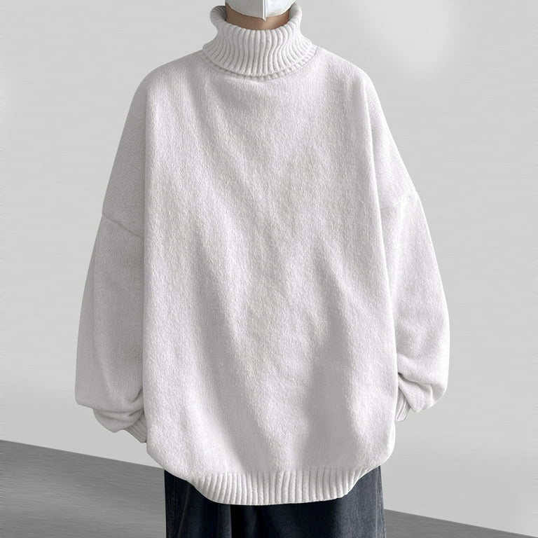 YLSDY Men's Turtleneck Sweater Loose Fit Knit Pullover Long Sleeve