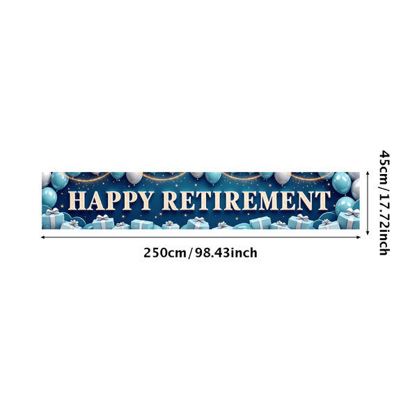 Decorative Design Happy Retirement Banner Gift Boxes Balloon Decoration Celebration Banner for Party Backdrop Photo Prop