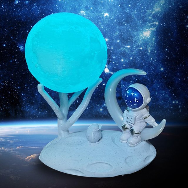 Astronauta Luna Luz nocturna Recargable Astronauta Adornos Atenuación continua (C)