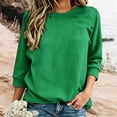 thumbnail image 2 of Posijego Womens 3/4 Sleeve Sweatshirt Fall Winter Crewneck Pullover Tops Solid Color Lightweight Casual Sweatshirts, 2 of 5