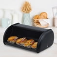 thumbnail image 3 of Large Roll Top Bread Storage Container for Kitchen Countertop – Double-Layer Stainless Steel Storage with Window – Farmhouse Pantry Organizer – Food Storage Bin – Black, 3 of 6