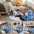 thumbnail image 5 of Funny Panda Round Area Rug 3.3Ft Washable Circle Rugs for Dining Room Table, Cute Art Modern Lovely Animals on Showering Blue Non-Slip Carpet Floor Mats Indoor Outdoor Carpet Runner Home Decor, 5 of 8