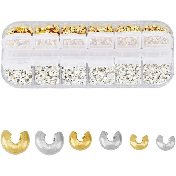 780Pcs Iron Crimp Ends Bead Covers Semicircle Beads Knot Cover for DIY Handicraft Jewelry