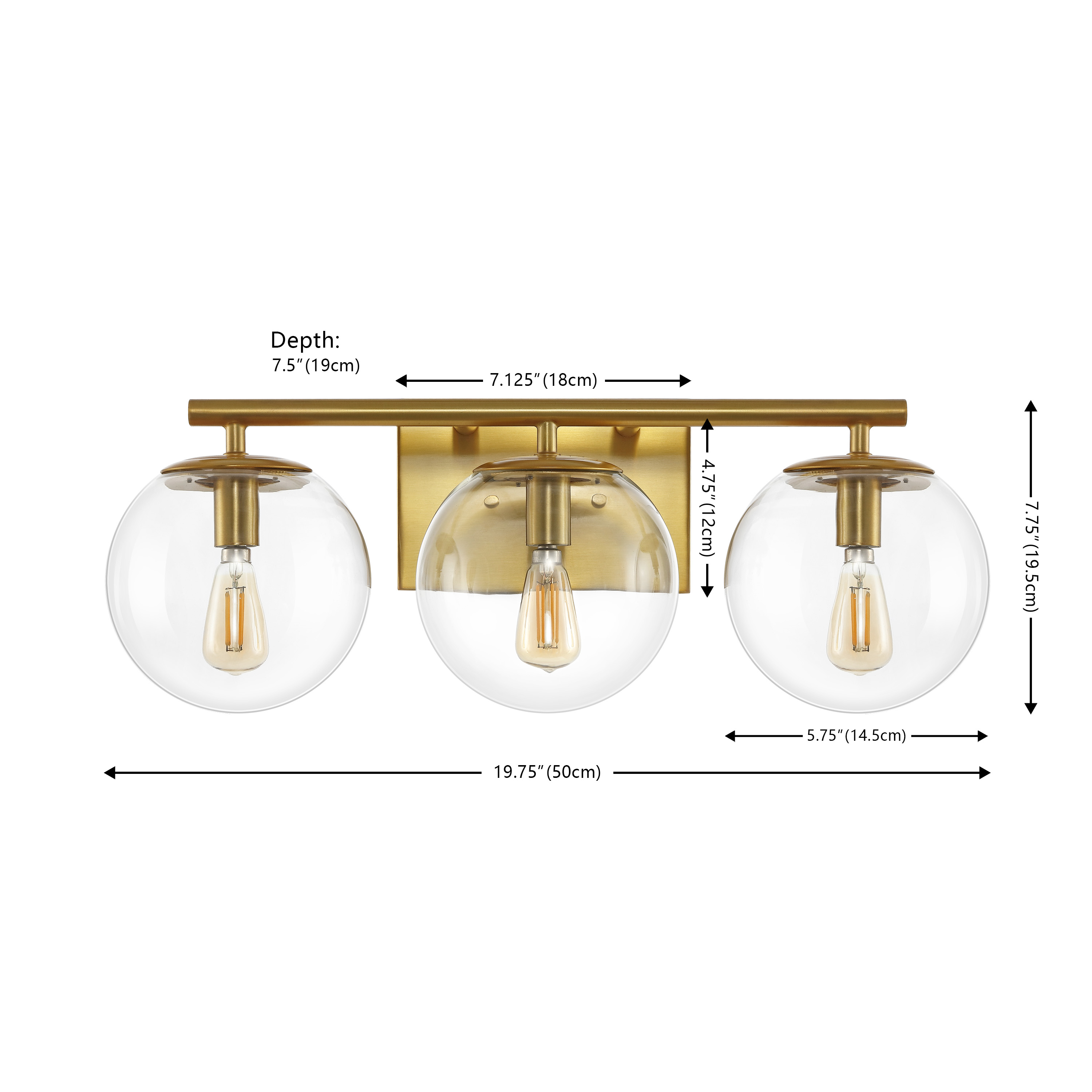 Safavieh Charlene Industrial 3-Light LED Brass Wall Sconce