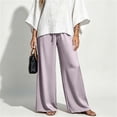 thumbnail image 4 of jjayotai Women Wide Leg Pants Elastic High Waisted Drawstring Palazzo Pants Flowy Beach Outfits Work Business Casual Trousers, 4 of 6