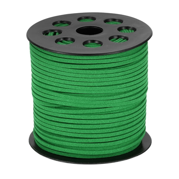 Uxcell 98 Yards x 2.6mm Faux Leather Cord, Flat Suede Cord Leather Strip Braiding String Lace, Deep Green