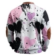 thumbnail image 4 of Men's Casual Hoodie American Heart Print Round Neck Long Sleeve Half Pullover for Valentine's Day Winter Wear,Pink,M, 4 of 4