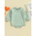 thumbnail image 2 of Bagilaanoe Newborn Baby Girl Oversized Romper Sweatshirt Long Sleeve Bodysuits Letter Embroidery Pullover 3M 6M 12M 18M 24M Infant Casual Tee Tops, 2 of 9