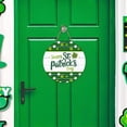 thumbnail image 2 of XIBUFE Happy St Patricks Day Sign Front Door Decor,Green Shamrock Clover Horseshoe Farmhouse Wood Door Hanger,Spring Rustic Wooden Wreath Pediment Plaque Outdoor Indoor Wall Hanging Decor, 2 of 7