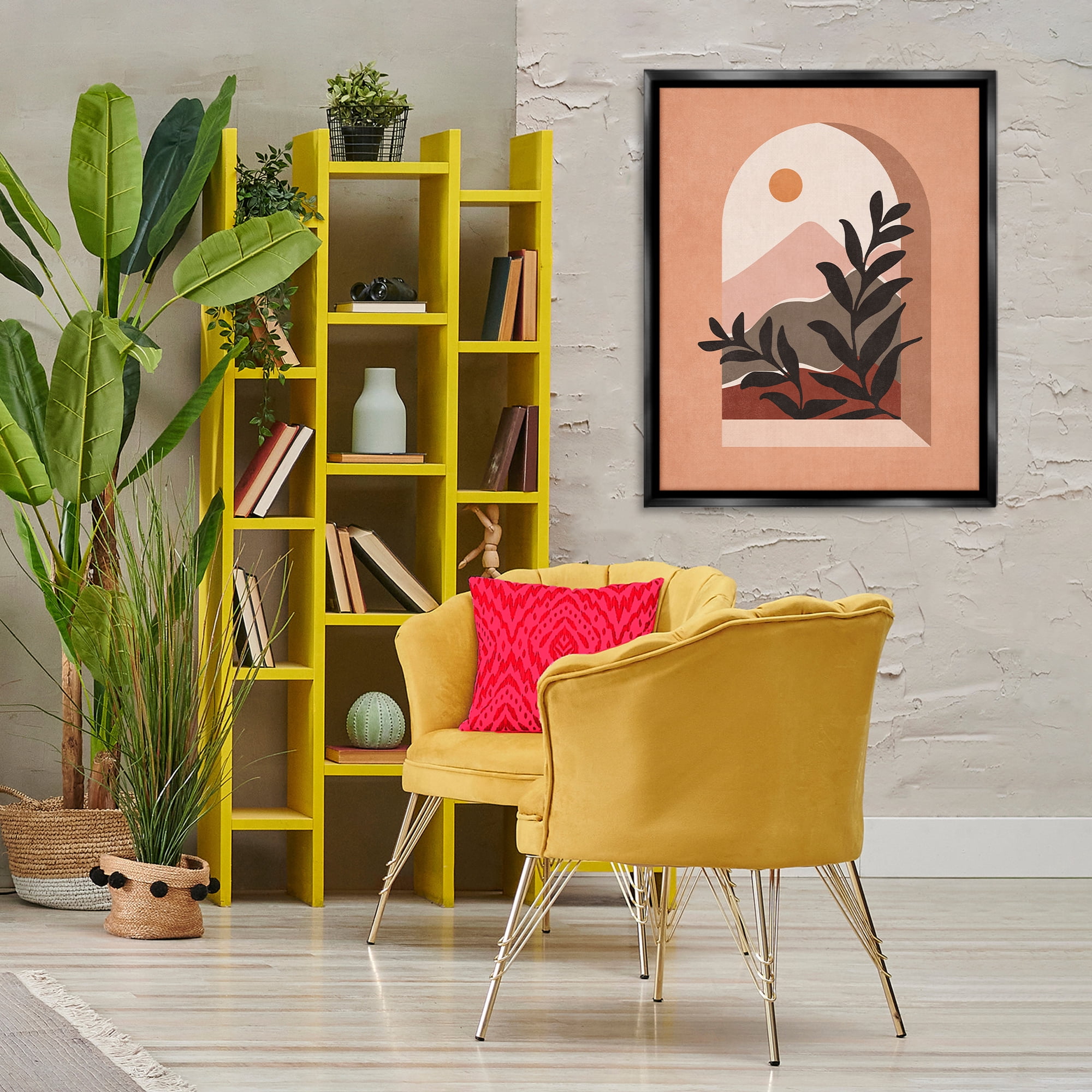 Stupell Industries Terracotta Boho Window Landscape & Nature Painting Black Floater Framed Canvas Art Print Wall Art, 25 x 31