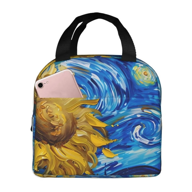 Disketp Whimsical Sunflowers Night Sky Bolsa Térmica para Almuerzo para Hombre y Mujer, Ideal para Trabajo, Senderismo y Picnic