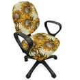 thumbnail image 1 of Sunflower Office Chair Slipcover, Vintage Style Ornament with Flowers Agriculture Nature Theme Sketchy Art, Protective Stretch Decorative Fabric Cover, Standard Size, Mustard Brown, by Ambesonne, 1 of 4