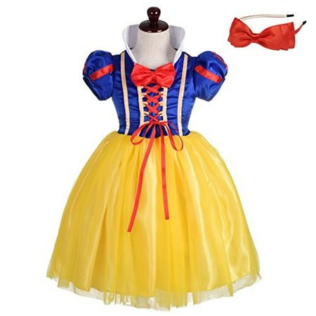 Lito Angels Girls' Princess Snow White Costume Fancy Dresses Up Halloween Outfit with Headband Size 2