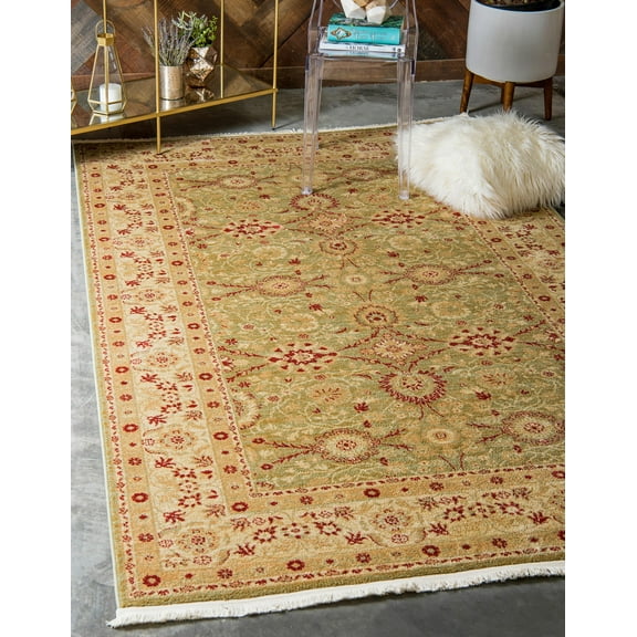 Unique Loom Monroe Edinburgh Rug Light Green/Beige 10' x 13' 1" Rectangle Floral Bohemian Perfect For Living Room Bed Room Dining Room Office
