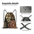 thumbnail image 5 of Drawstring Backpack - Gothic Eastern Floral Skull Splash Proof Small Drawstring Gym Bag for Women Men, Cinch Sports String Bag Backpack for Travel Swimming Beach, 5 of 8