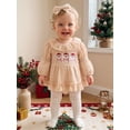 thumbnail image 3 of Cjfdfy Newborn Baby Girl Christmas Clothes Santa Claus Christmas Tree Long Sleeve Ruffled Bubble Romper With Headband Cute My First Christmas Fall Winter Holiday Set 0-18 Months, 3 of 9