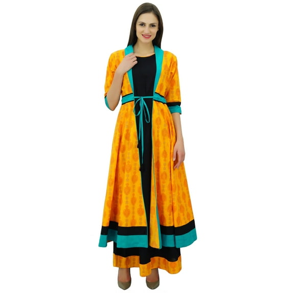Bimba 2 Pcs Designer Flaired Dress With Tie Knot Jacket Kurta Designer Kurti