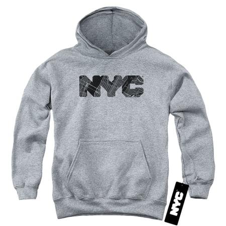 New York City Nyc Map Fill Youth Pullover Hoodie Sweatshirt Athletic Heather