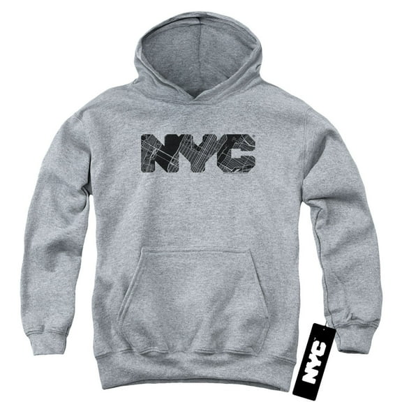 New York City - Nyc Map Fill - Youth Hooded Sweatshirt - Large