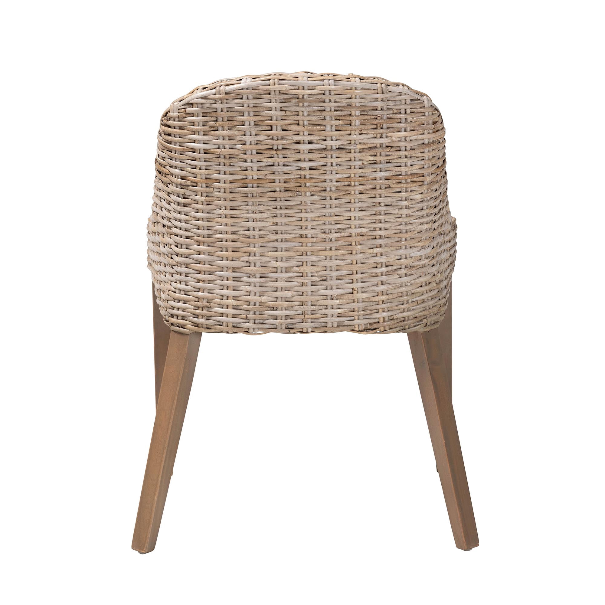 bali & pari Lara Boho Dining Chair, Handwoven Natural Kubu Rattan, Grey