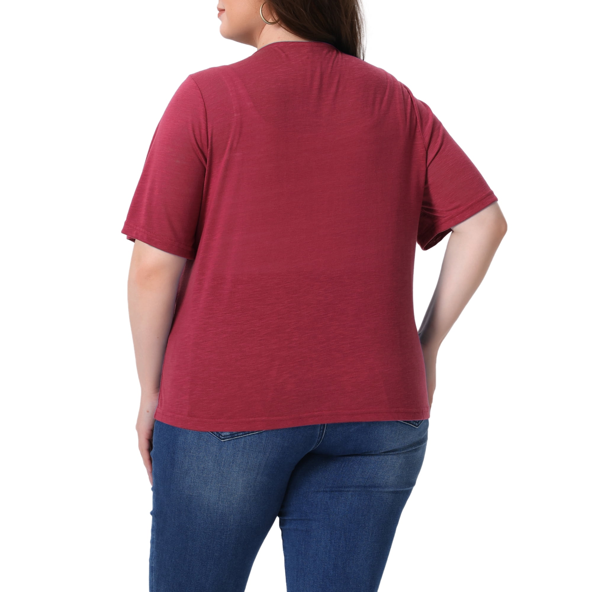 DARING DIVA Women's Plus Button Down Sheer Knitted Sweater 4X Burgundy