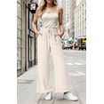 thumbnail image 3 of GIRUNS Women's Wide Leg Pants High Waist Adjustable Knot Casual Loose Trousers With Pockets Business Work Casual Pants Ivory white 2XL, 3 of 6