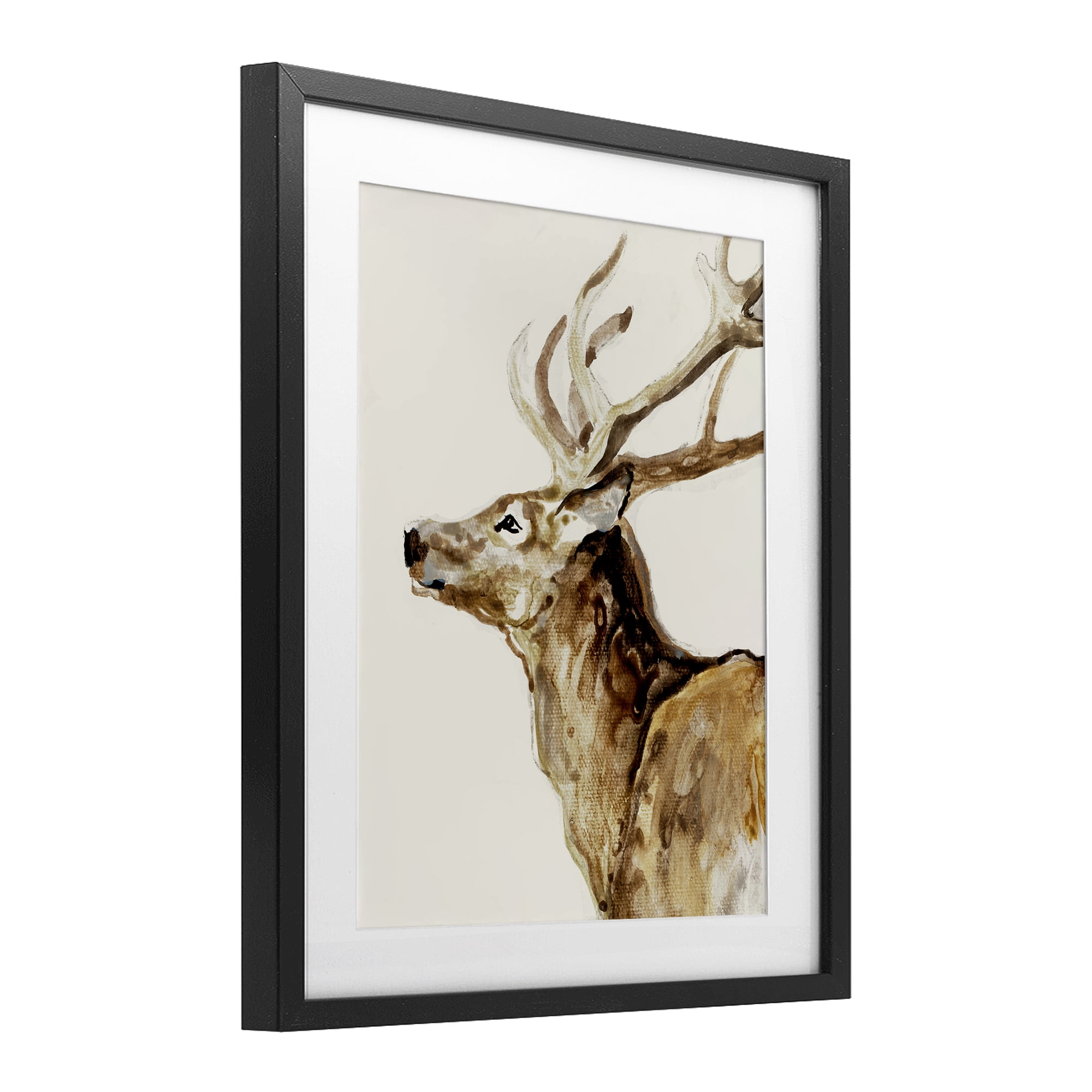 Stupell Industries Deer Portrait Profile View Black Framed Print Under Glass, design by Lorenzo Collective