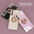 thumbnail image 6 of for Galaxy S21 Plus Case with Ring, Built-in Rotation Finger Ring Kickstand Cover with Shiny Plating Rose Gold Edge Work with Magnetic Car Mount Slim Thin Bumper Case for Women Girls Purple, 6 of 14