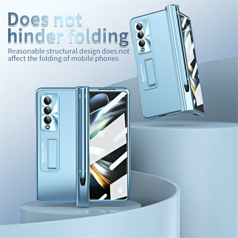 For Samsung Z fold 5/4/3 Flat Hinge Folding Electroplated Lens Film Phone  Case