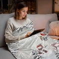thumbnail image 5 of Merry Christmas Flannel Blanket for Bed,Travel and Camping, Red Hat Snowman Pine Tree Leaf Grey Snow Scene Super Soft Cozy Blanket for All Seasons 32"x48", 5 of 9