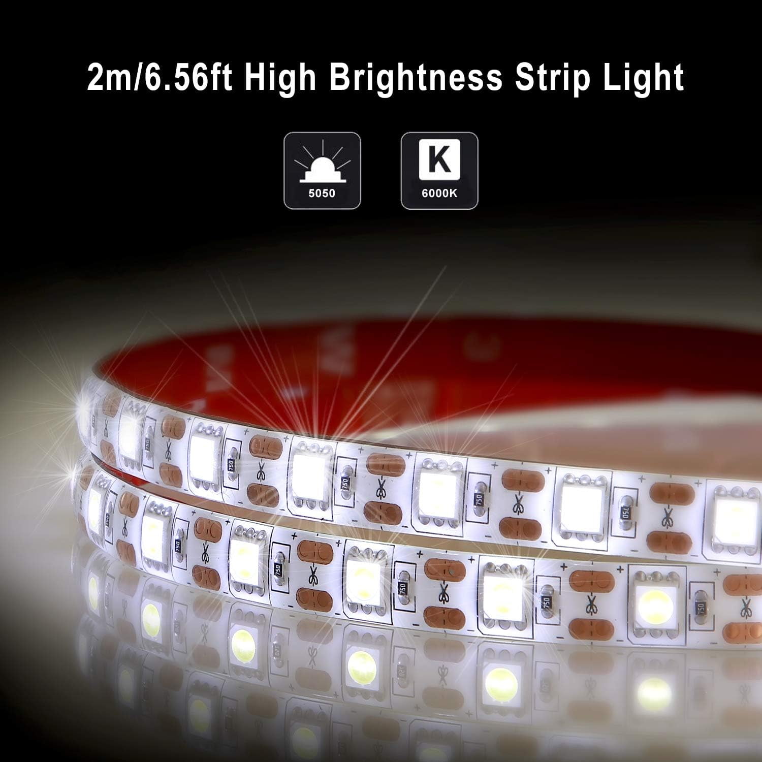 JJEAN-Geekeep White Led Strip Lights Battery Powered, Cordless Light Strip, Waterproof Led Light Strips Battery Powered, Wireless Battery Operated Strip Lights, 6.56ft/2m Outdoor Indoor
