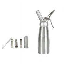 500ml Aluminium Cream Whipper/Cream Whip with 3 Stainless Steel Decorative Spouts and 1 Cleaning Brush, Leak-proof