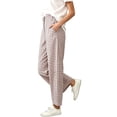 thumbnail image 2 of Women Plaid High Waist Barrel Wide Leg Cropped Pants, Button Fly Side Pockets Loose Casual Nine-Minute Long Trousers for Daily Hang-out Khaki M(M), 2 of 8