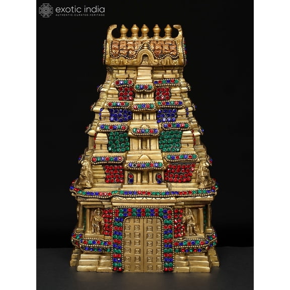 9" Meenakshi Temple Brass Sculpture Handmade South India Gopuram