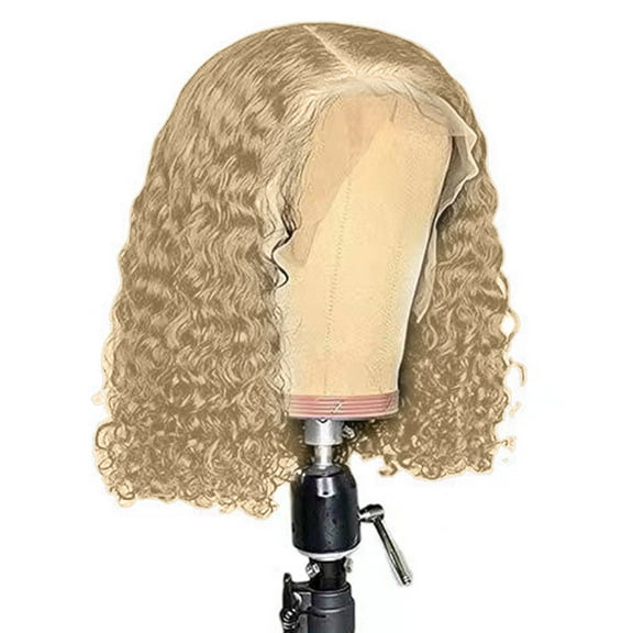 Wig with Bangs, Wigs for Women, Small Roll Front Lace Mesh Button Mesh Wrap Stick Soft,Human Hair Wig, Wavy Lace Front Wig, Pre Combed Front Female Curly Wig, 12 Inches