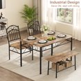 thumbnail image 3 of 4-Piece Dining Table Set for 4, Modern Metal Frame Dinette with Bench & Chairs, Small Kitchen Table with Bottom Storage Rack for Apartment, 3 of 8