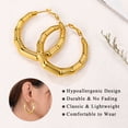 thumbnail image 4 of [Clearance] Bamboo Hoop Earring for Women 18K Gold Plated 40mm Stainless Steel Hoop Huggie Earrings Simple Minimalist Ear Jewelry Gift on Clearance, 4 of 8