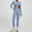 Blue, variant on Yoga Sets for Women 2 Piece Long Sleeve Zipper Jacket Seamless Workout Outfits High Waist Butt Lifting Gym Leggings
