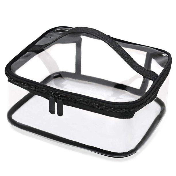 Bolsa de aseo transparente portátil con asa, bolsa de maquillaje impermeable transparente para viajes, organizador de cosméticos transparente grande con cremallera para baño, vacaciones