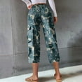 thumbnail image 7 of Women's Casual Pants Women'S Casual Camouflage Print Cargo Pants Stretch Elastic Waist Tapered Pants With Pockets,Blue Women's Casual Pants S, 7 of 7