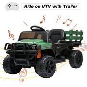 Segmart 12 V Backyard Truck UTV Powered Ride-On with Remote Control and Trailer