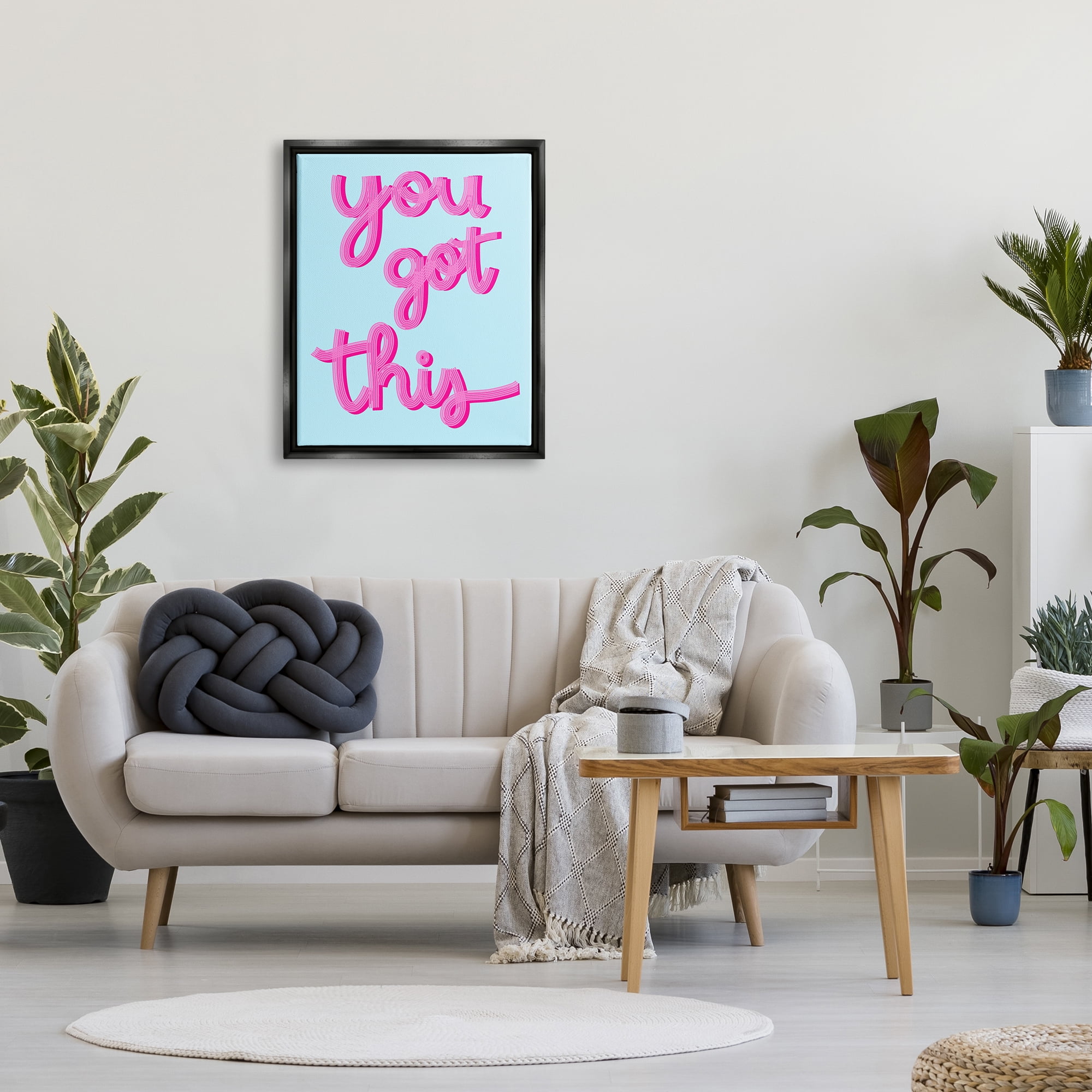 Stupell Industries You Got This Pink & Blue Phrase Inspirational Painting Black Floater Framed Art Print Wall Art