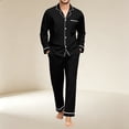 thumbnail image 2 of Iaqnaocc Pajama Set for Men Cozy Soft Casual 2 Piece Set Long Sleeve Top and Pants Lightweight Loungewear Black S, 2 of 6