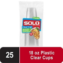 Solo Party Disposable Plastic Cups, Clear, 18 oz, 25 Count