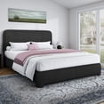 thumbnail image 4 of 4 EVER WINNER Full Size Bed Frame, Modern White Bed Frame with Headboard, Boucle Fabric Upholstered Bed Frame, Soft Curved Headboard, Black, 4 of 8