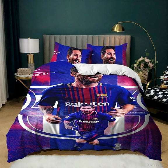 Messi_10 Duvet Cover Bedding Set 3pcs Football Star All Season Comforter Cover Super Soft Quilt Cover with Pillowcase