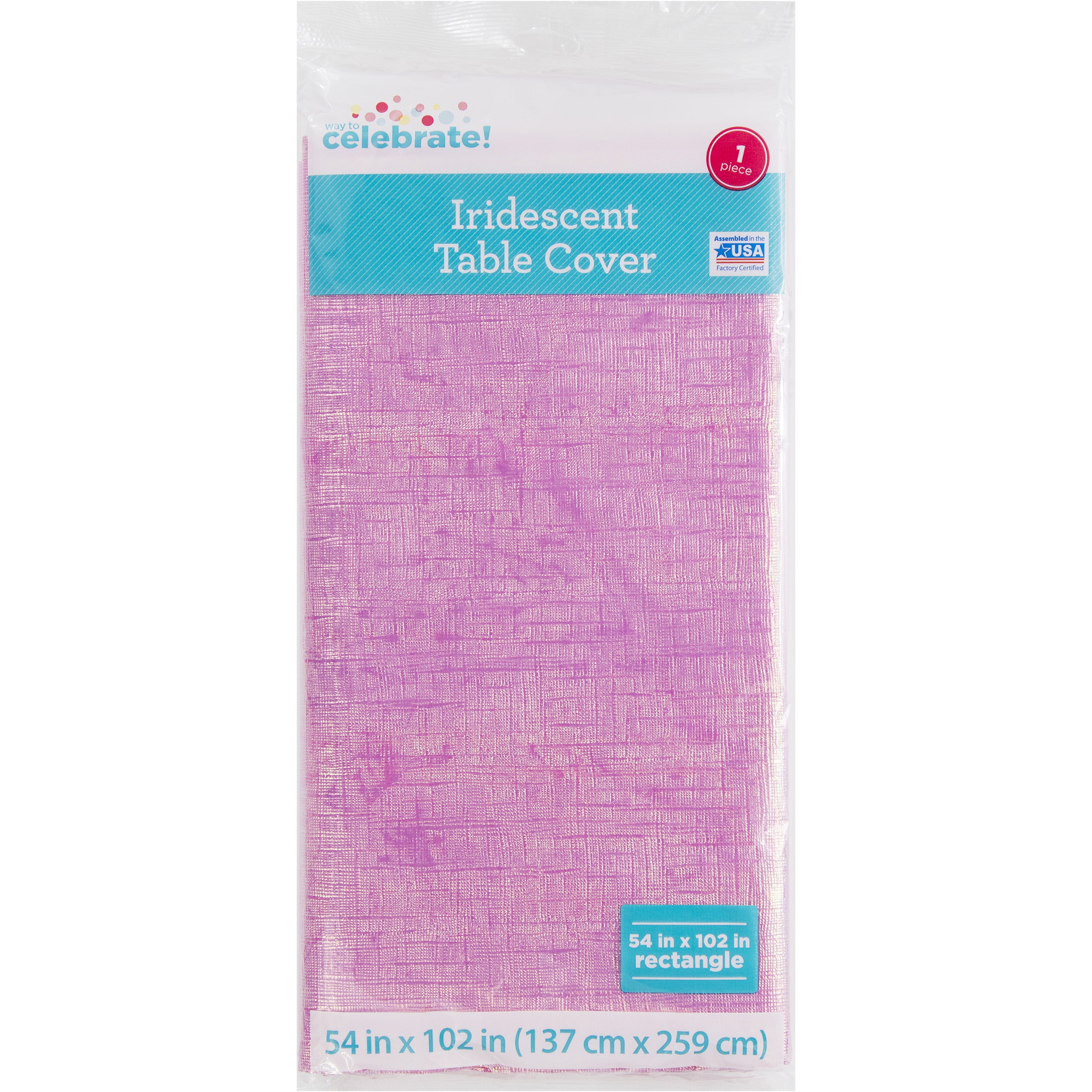 Way to Celebrate Pink Shimmer Iridescent Plastic Tablecloth 54" x 102"