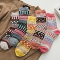thumbnail image 2 of Fesfesfes 5 Pairs Socks for Women Vintage Print Patchwork Middle Tube Socks Stockings, 2 of 9